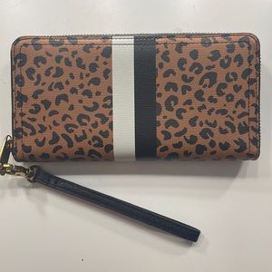 Fossil leopard wristlet wallet